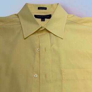TOMMY HILFIGER Men’s Medium Solid Yellow Dress Shirt